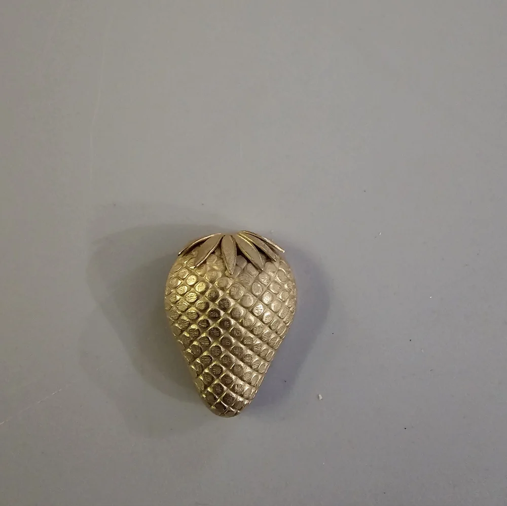 Gold Tone Srawberry Brooch Vintage